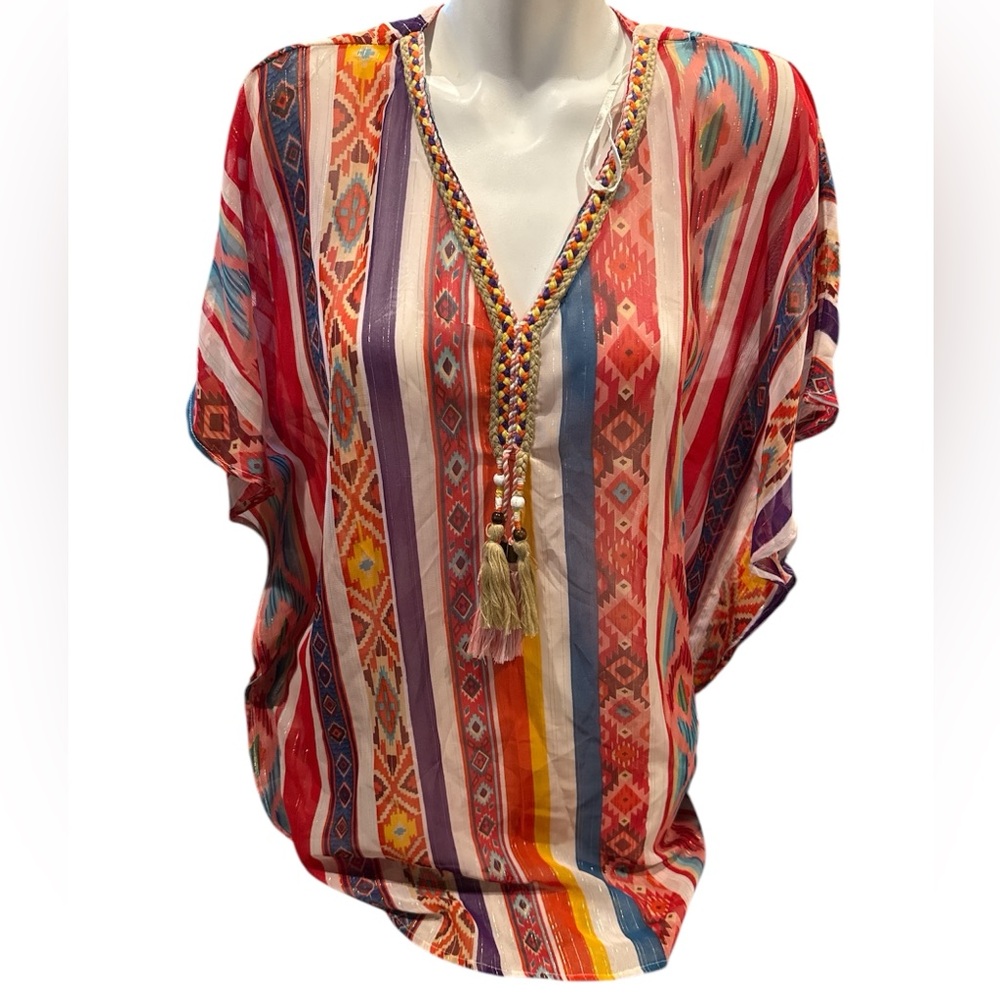 Sea Salt Society‎ striped Southwestern pattern bathing suit cover up, size s/m